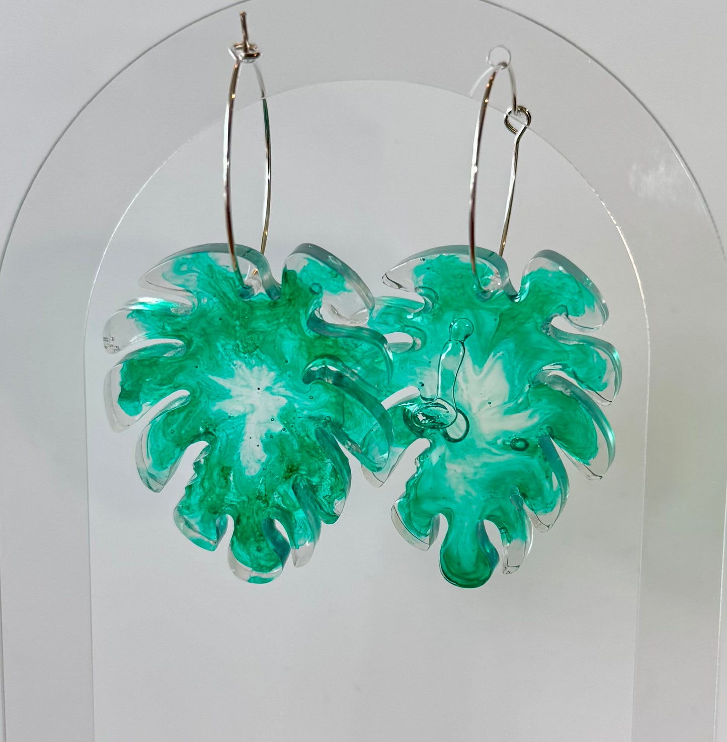 RESIN Palm Leaf Hoop Earrings