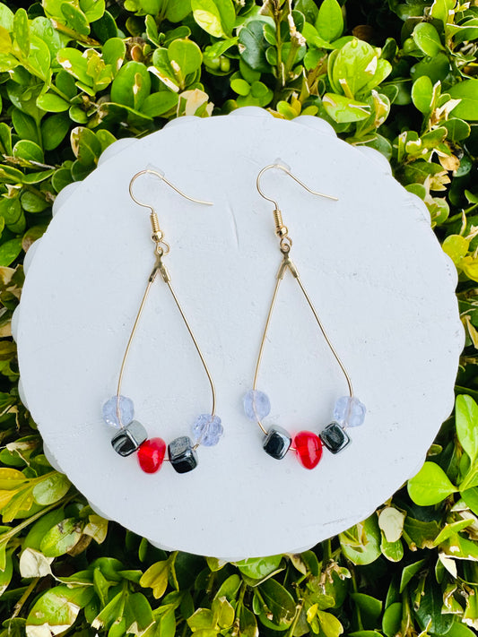 Drop Hoop Beaded Earrings