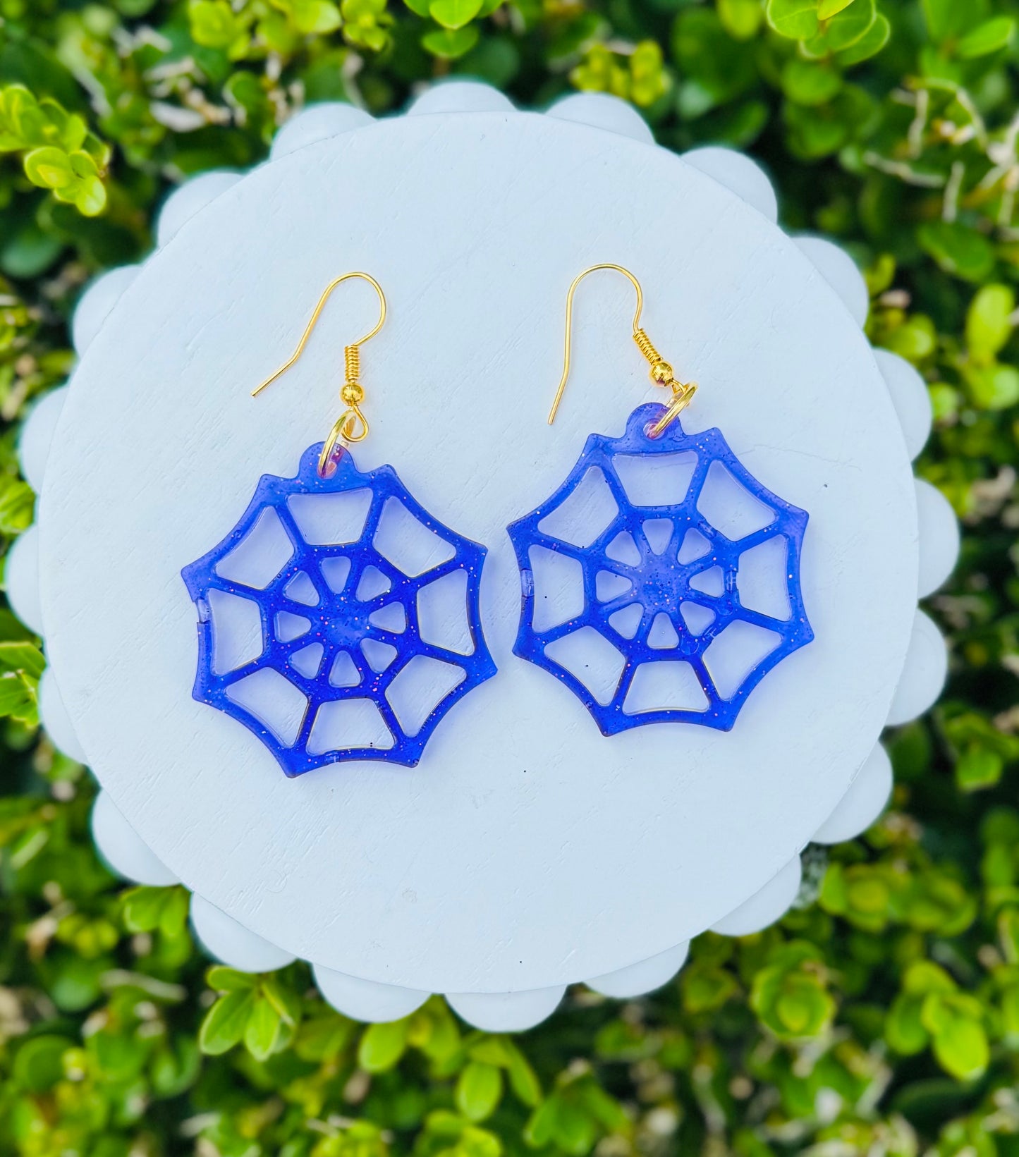 Handmade Resin Spider Web Earrings
