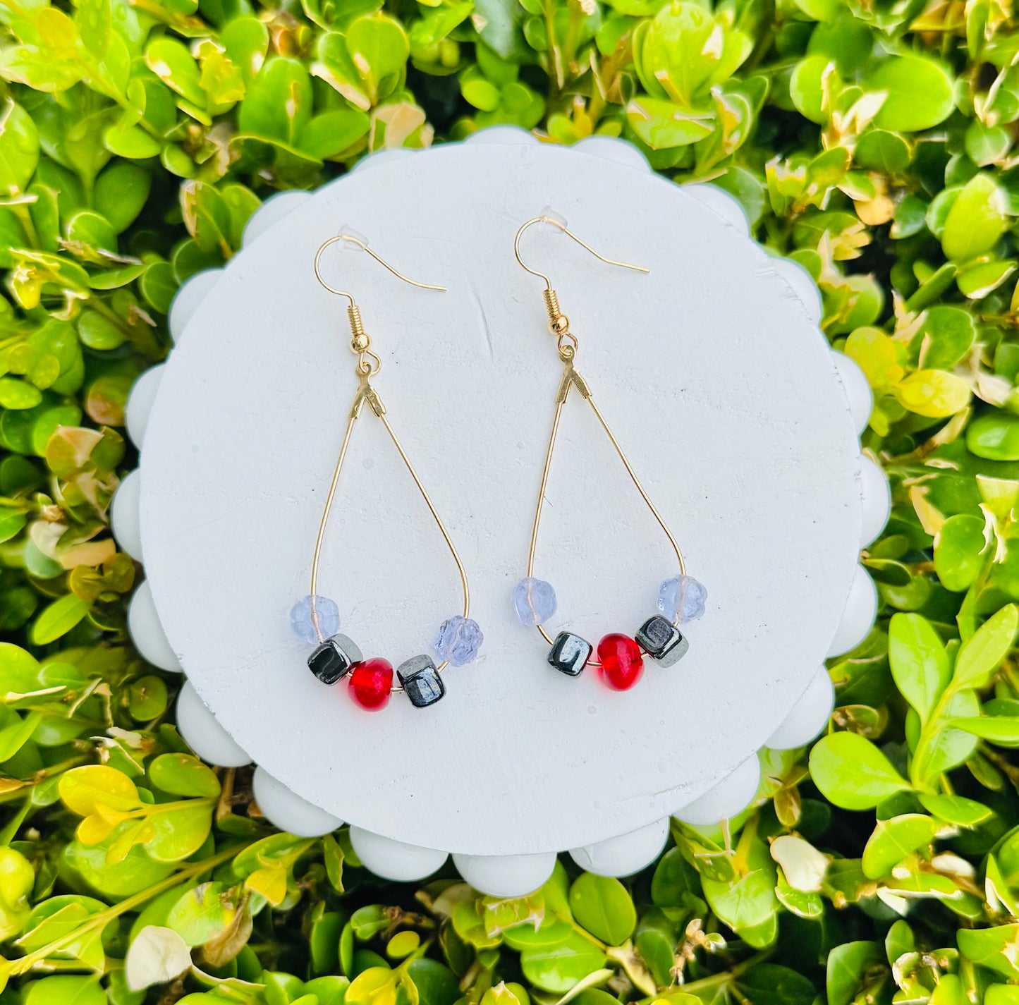 Drop Hoop Beaded Earrings