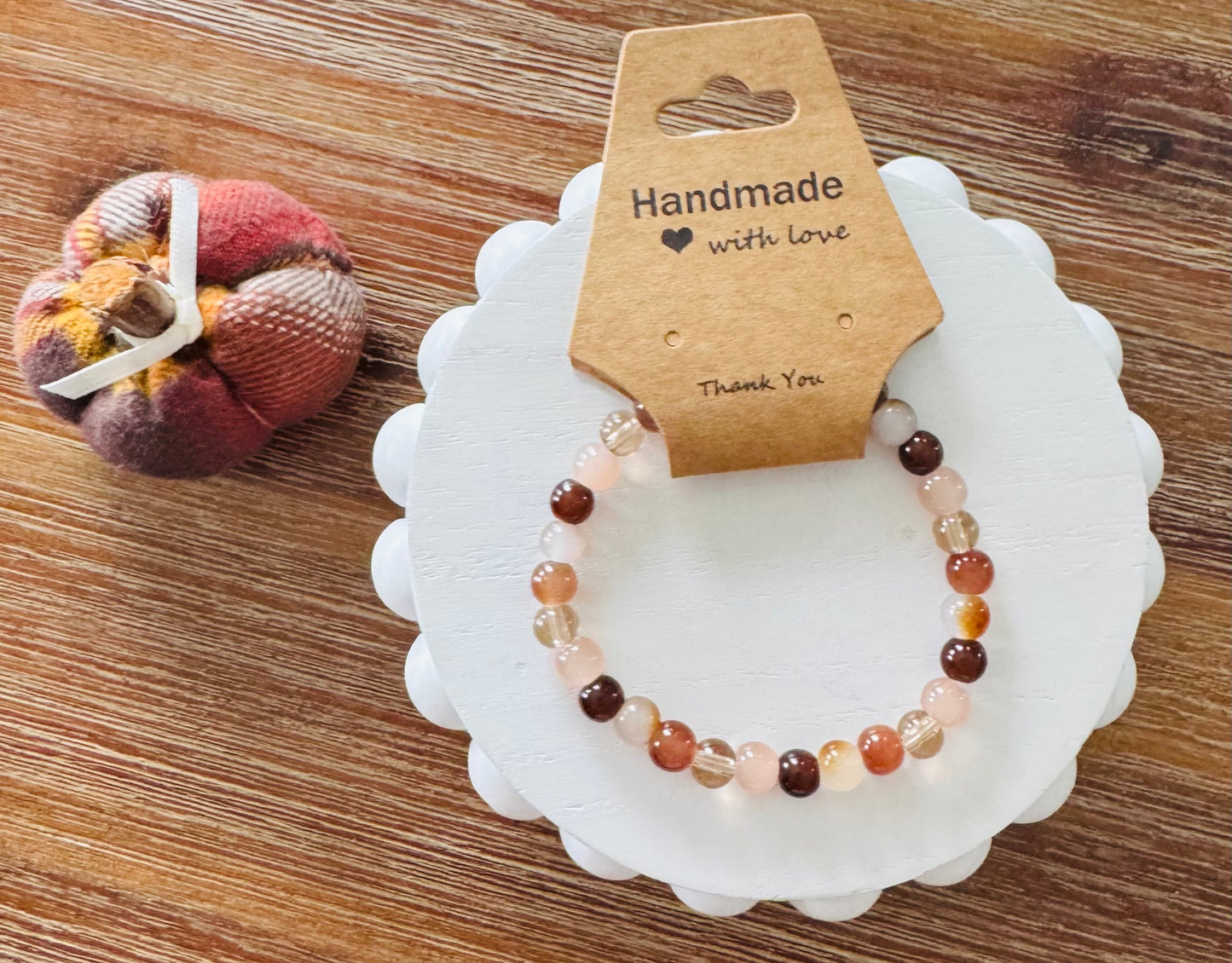 Neutral Colored Glass Beaded Bracelet