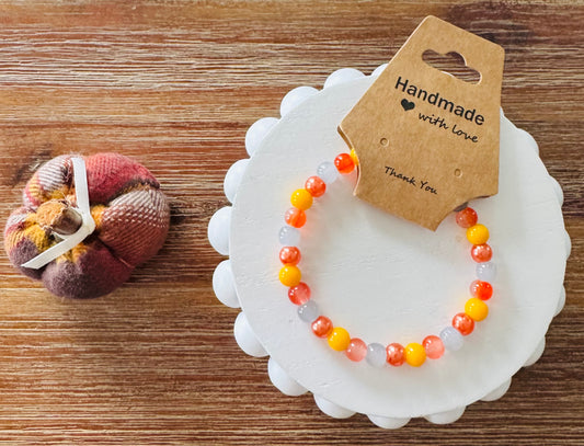Orange Glass Beaded Bracelet