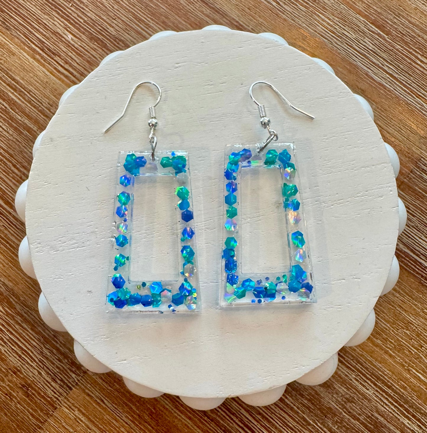Aqua Confetti RESIN Earrings