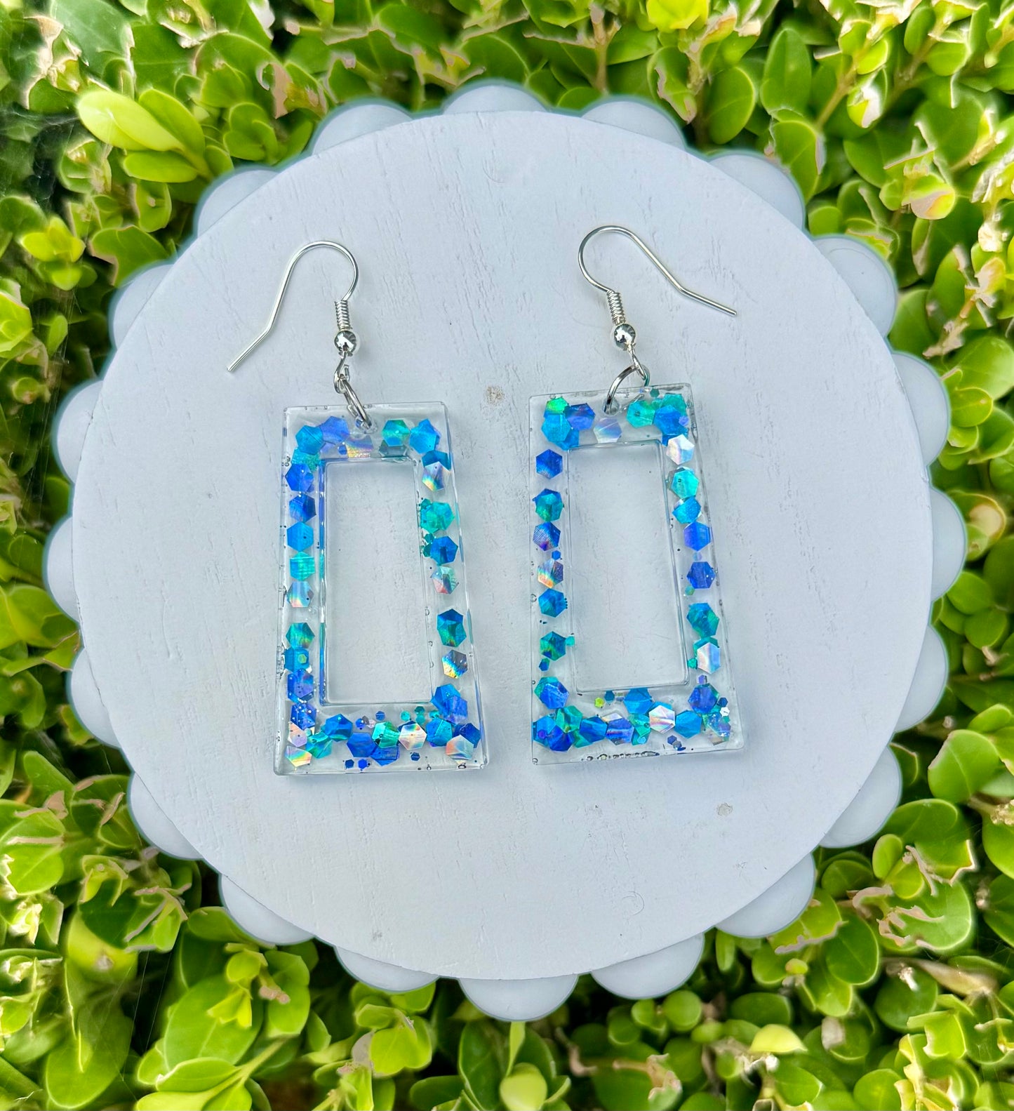 Aqua Confetti RESIN Earrings