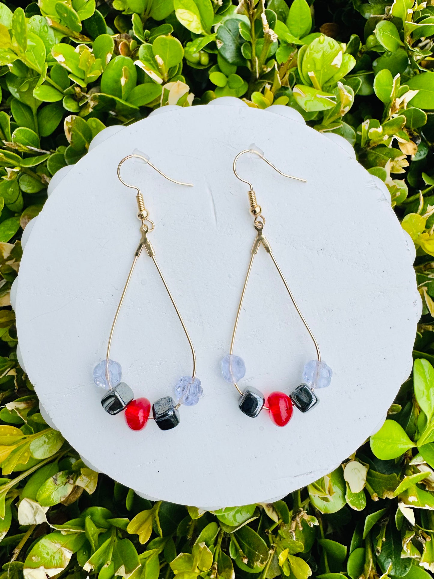 Drop Hoop Beaded Earrings