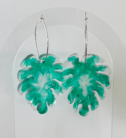 RESIN Palm Leaf Hoop Earrings