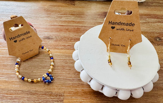 Small Bead Matching Bracelet and Earrings Set