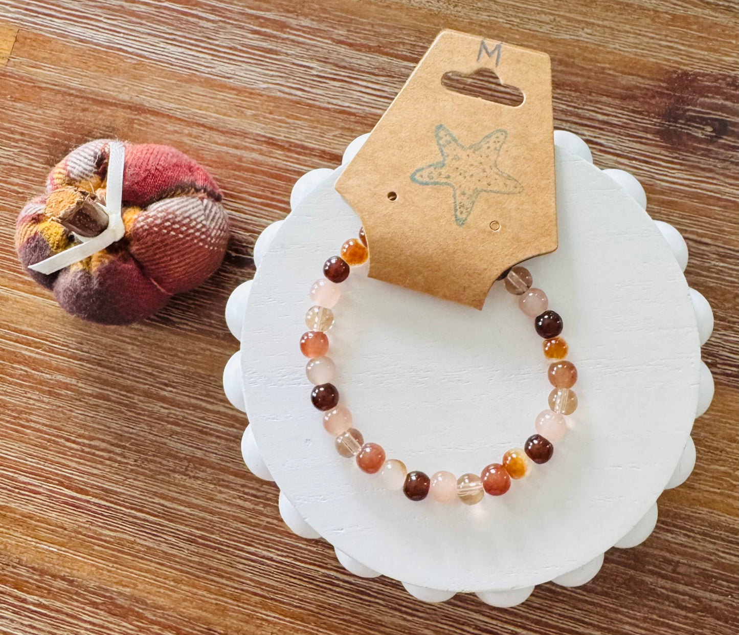 Neutral Colored Glass Beaded Bracelet