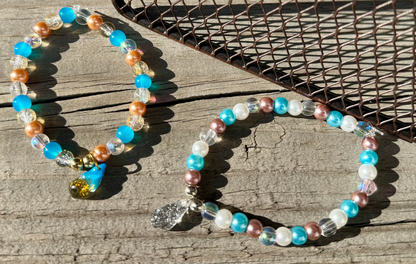 Beaded Bracelet with RESIN shell charm