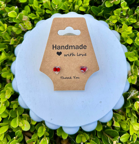 Handmade Resin Heart Post Earrings